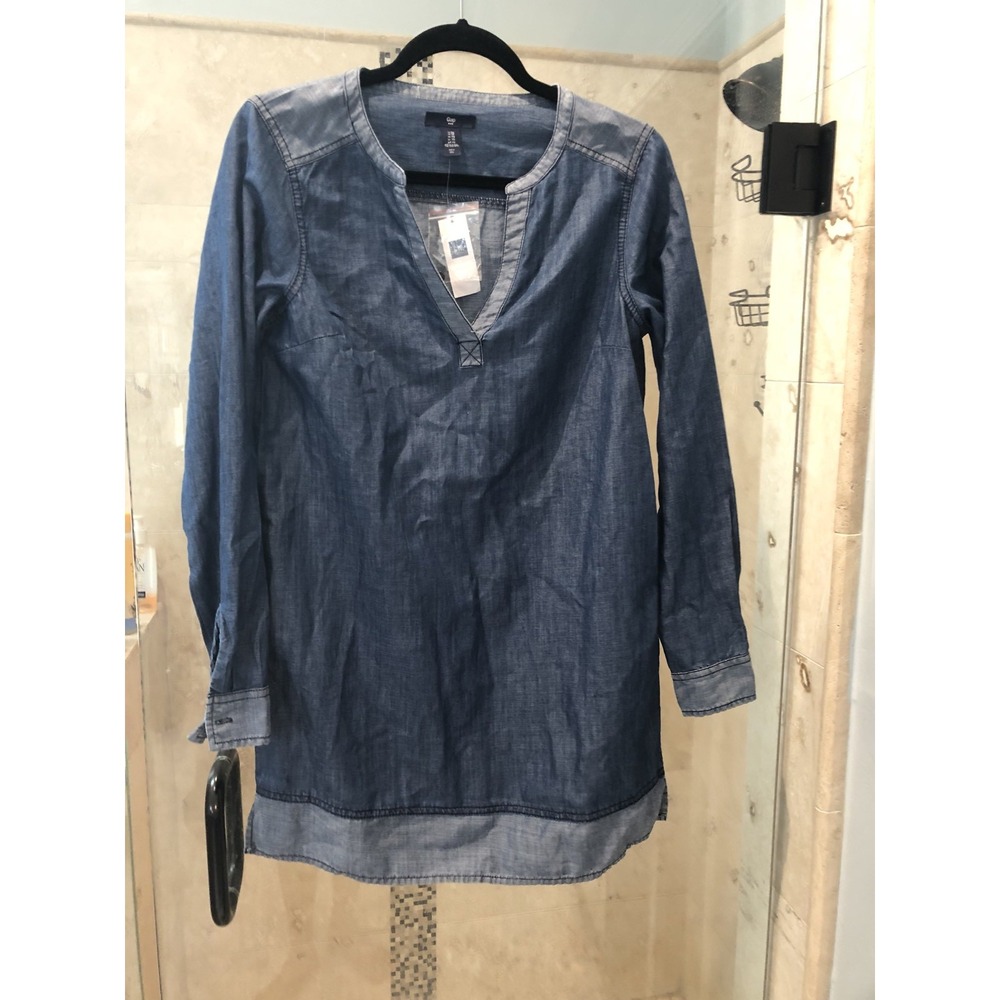 GAP Tunic DENIM PULLOVER SHIRTDRESS-NWT New Jean XS Chambray